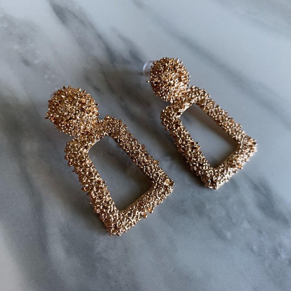 Vintage Byzantium Square Drop Earrings